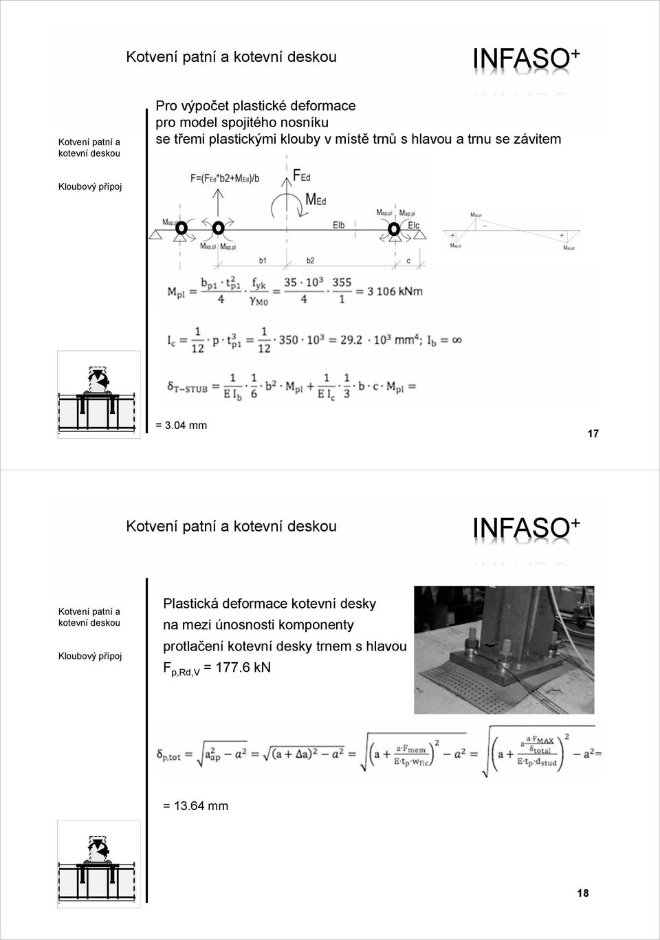 04 mm 17 Plastická deformace kotevní desky na mezi únosnosti