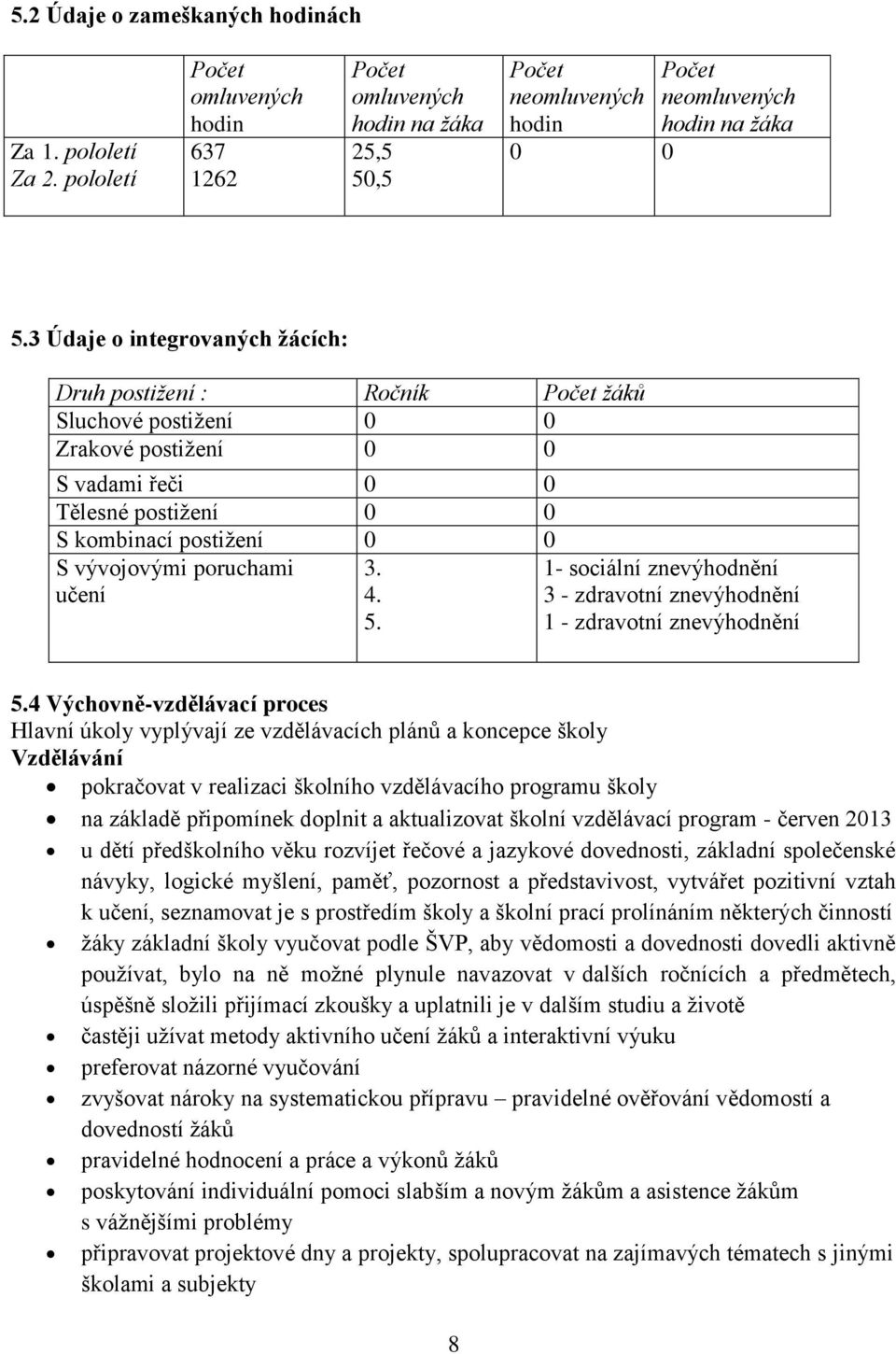 poruchami učení 3. 4. 5. 1- sociální znevýhodnění 3 - zdravotní znevýhodnění 1 - zdravotní znevýhodnění 5.