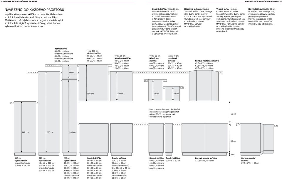 Výška pracovní plochy 92 vč. 8 soklu/nohou a 4 pracovní desky. Cena zahrnuje rám, dvířka, panty, zásuvky a police, pokud jsou vyobrazené. Tlumiče zásuvek jsou zahrnuty v ceně u všech zásuvek MAXIMERA.