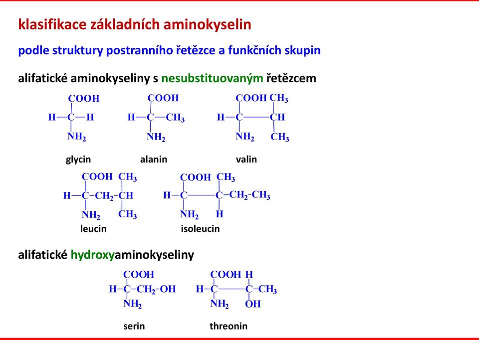 nesubstituovaným řetězcem 3 3 3 glycin alanin valin 2 leucin 3