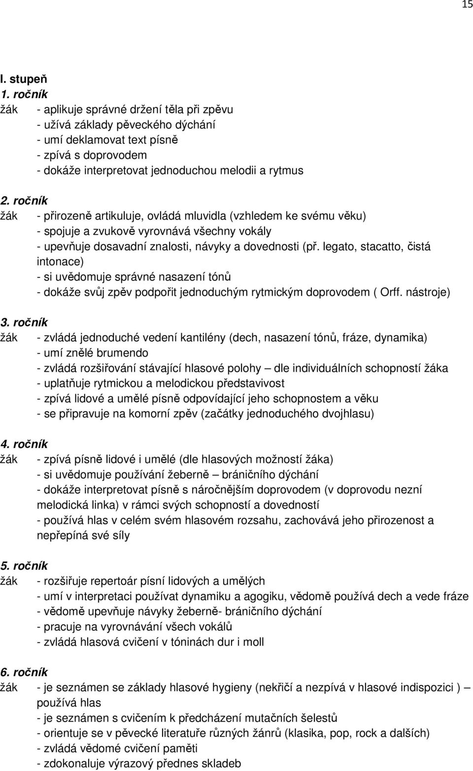 ročník žák - přirozeně artikuluje, ovládá mluvidla (vzhledem ke svému věku) - spojuje a zvukově vyrovnává všechny vokály - upevňuje dosavadní znalosti, návyky a dovednosti (př.