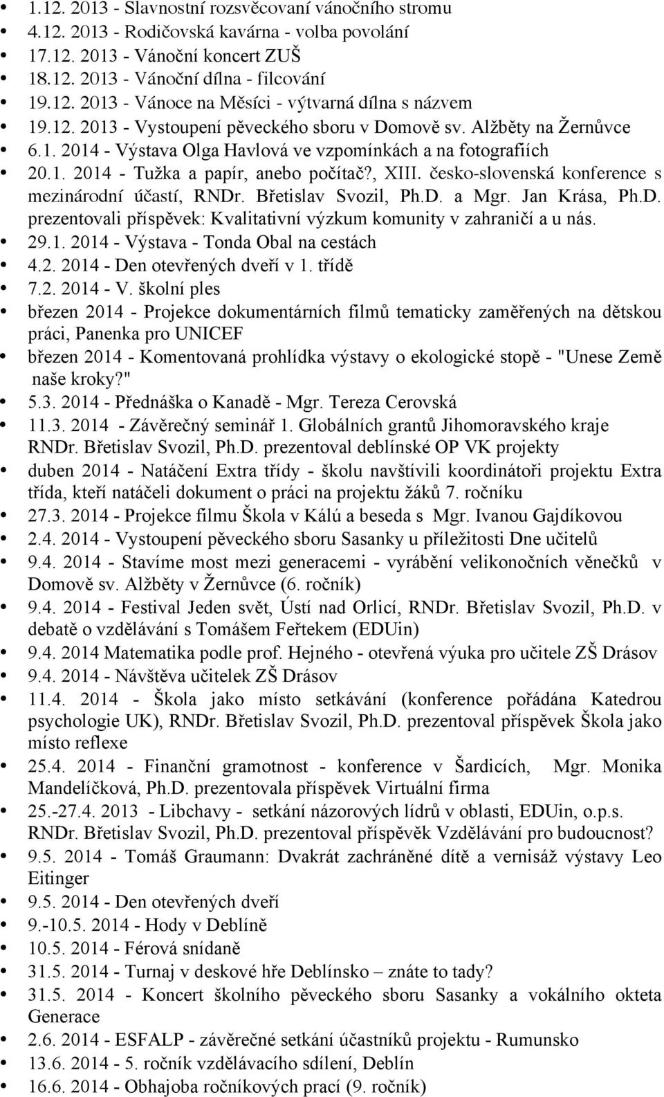 česko-slovenská konference s mezinárodní účastí, RNDr. Břetislav Svozil, Ph.D. a Mgr. Jan Krása, Ph.D. prezentovali příspěvek: Kvalitativní výzkum komunity v zahraničí a u nás. 29.1.