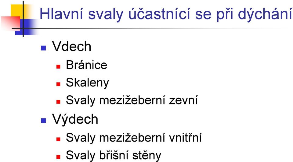 Svaly mezižeberní zevní Výdech