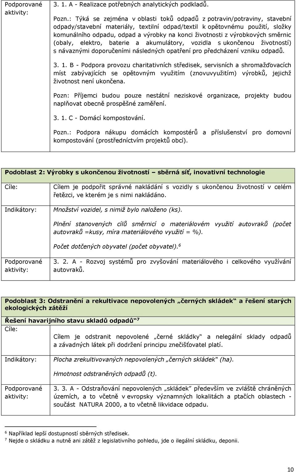 životnosti z výrobkových směrnic (obaly, elektro, baterie a akumulátory, vozidla s ukončenou životností) s návaznými doporučeními následných opatření pro předcházení vzniku odpadů. 3. 1.