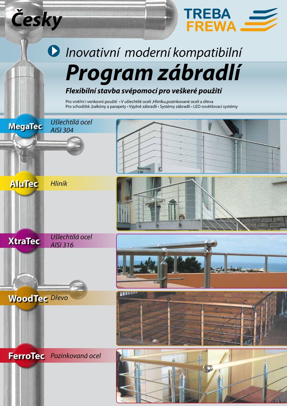 schodiště,balkóny a parapety Výplně zábradlí Systémy zábradlí LED-osvětlovací systémy MegaTec