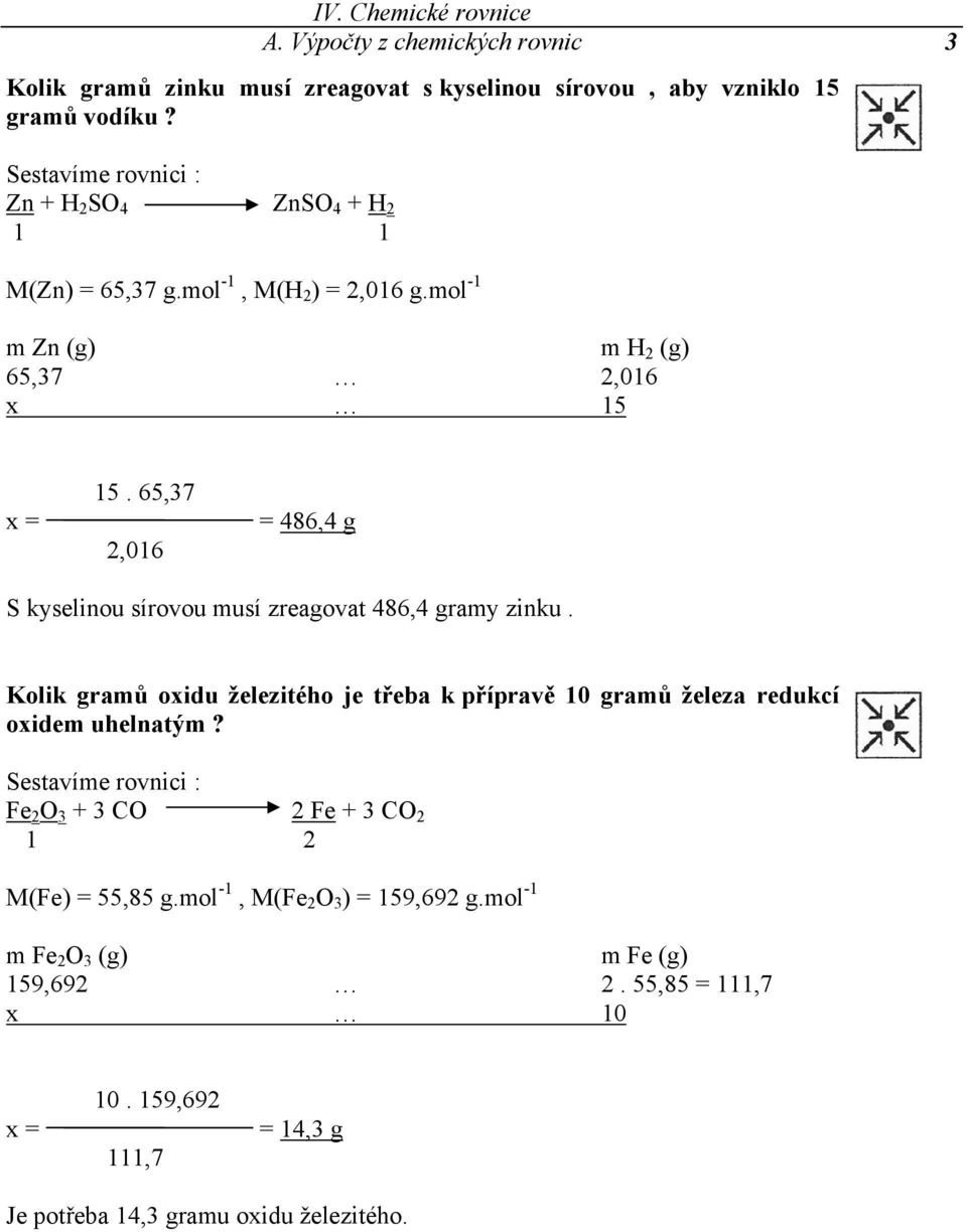 IV. Chemické rovnice A. Výpočty z chemických rovnic 1 - PDF Free Download