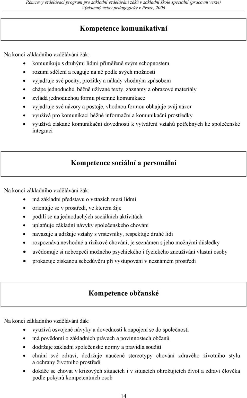 názor využívá pro komunikaci běžné informační a komunikační prostředky využívá získané komunikační dovednosti k vytváření vztahů potřebných ke společenské integraci Kompetence sociální a personální