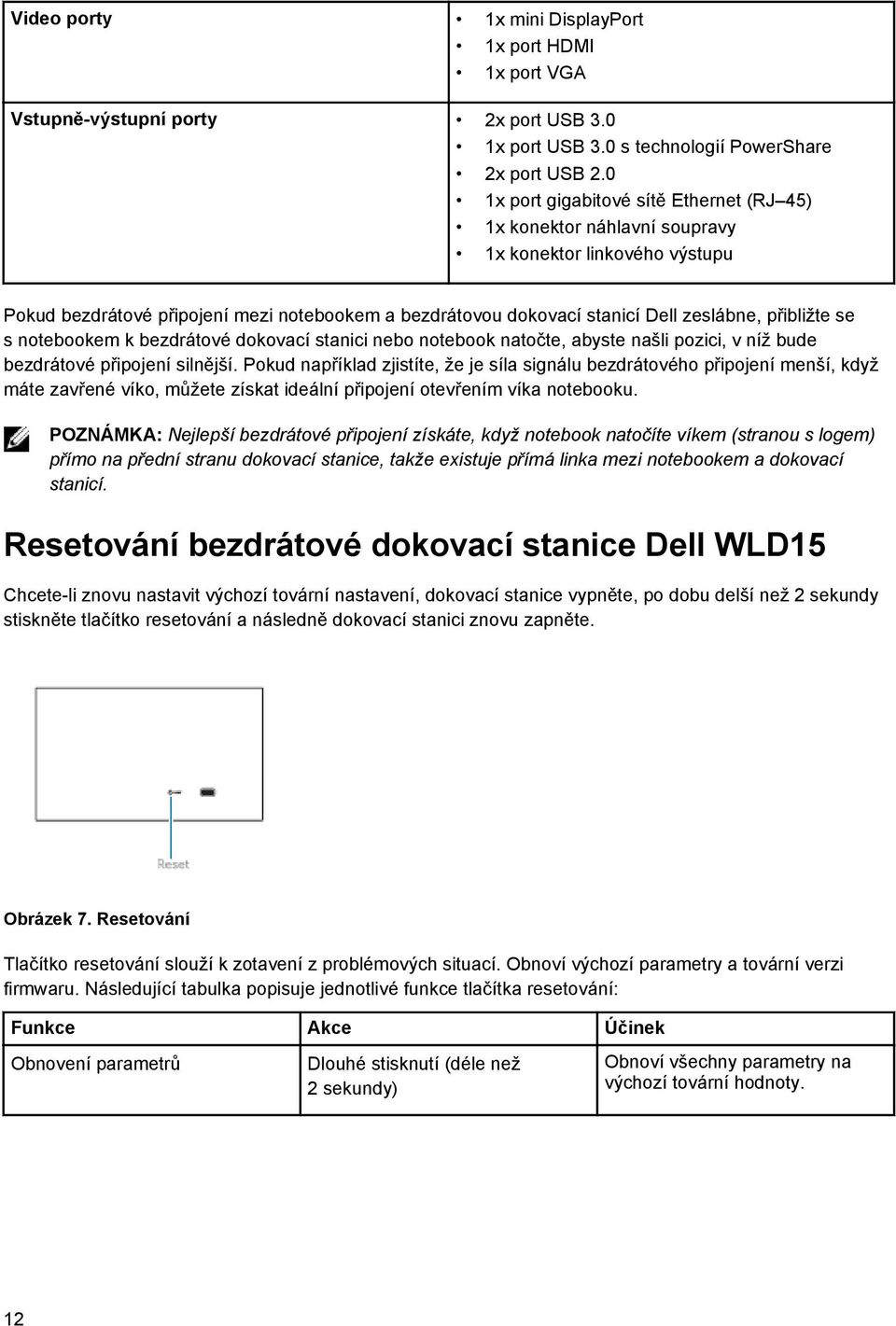 přibližte se s notebookem k bezdrátové dokovací stanici nebo notebook natočte, abyste našli pozici, v níž bude bezdrátové připojení silnější.