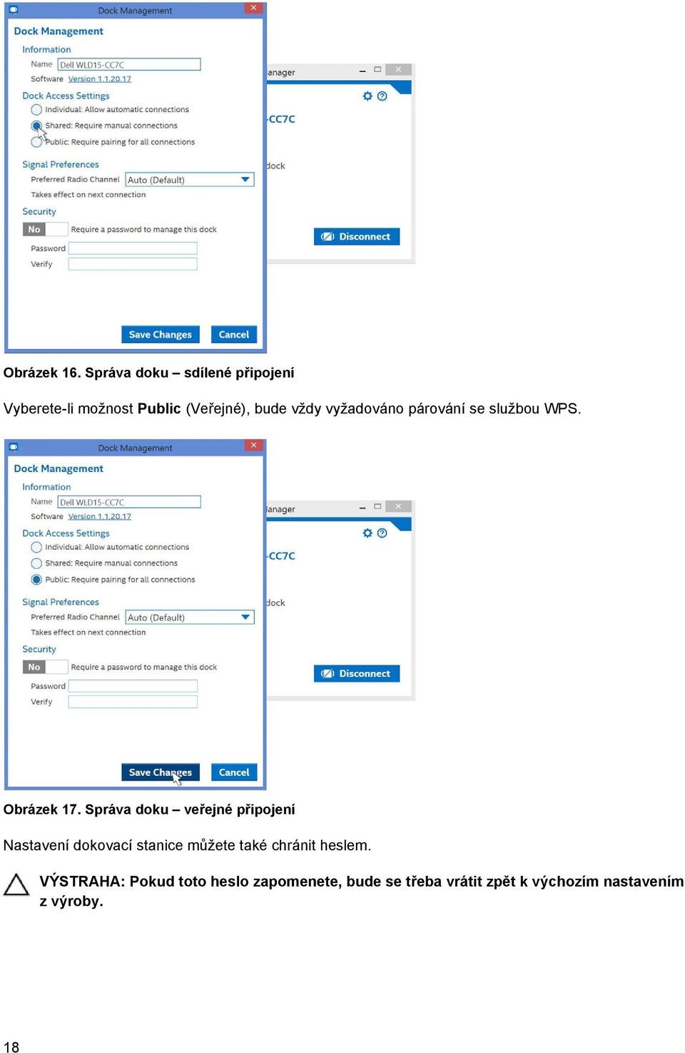 vyžadováno párování se službou WPS. Obrázek 17.