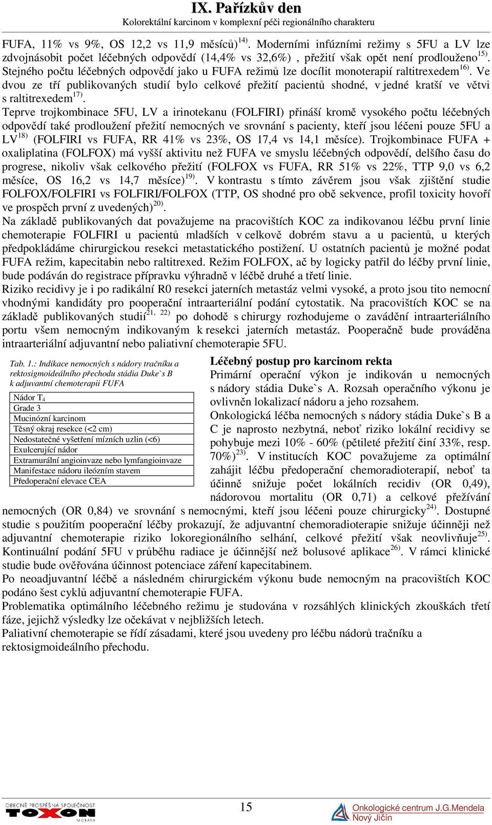 Ve dvou ze tří publikovaných studií bylo celkové přežití pacientů shodné, v jedné kratší ve větvi s raltitrexedem 17).