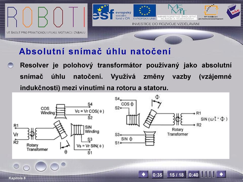 snímač úhlu natočení.