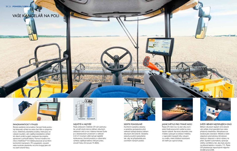 Pomocí nového monitoru IntelliView TM IV můžete pracovat až se třemi kontrolními kamerami. Při vysypávání, couvání nebo kontrole zásobníku na zrno fungují jako oči na zadní straně hlavy.
