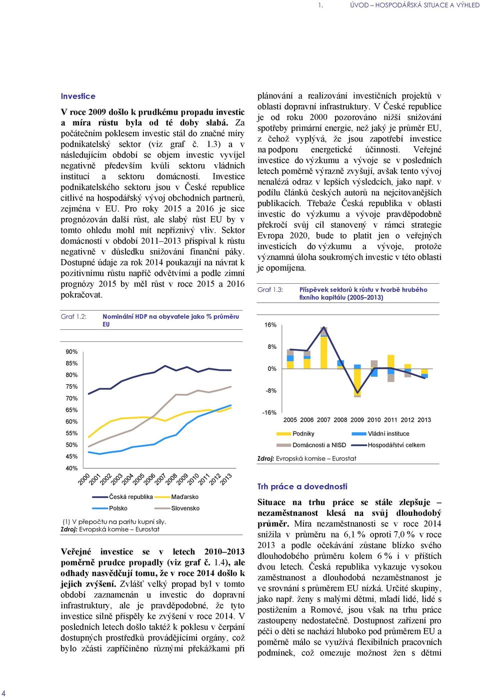 3) a v následujícím období se objem investic vyvíjel negativně především kvůli sektoru vládních institucí a sektoru domácností.
