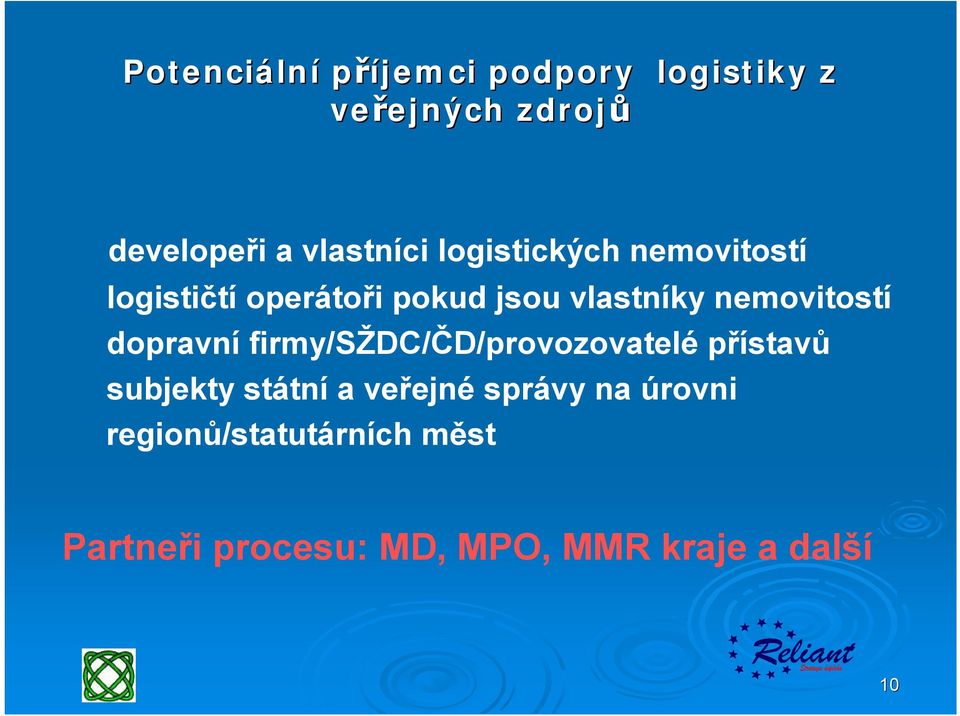 dopravní firmy/sždc/čd/provozovatelé přístavů subjekty státní a veřejné správy
