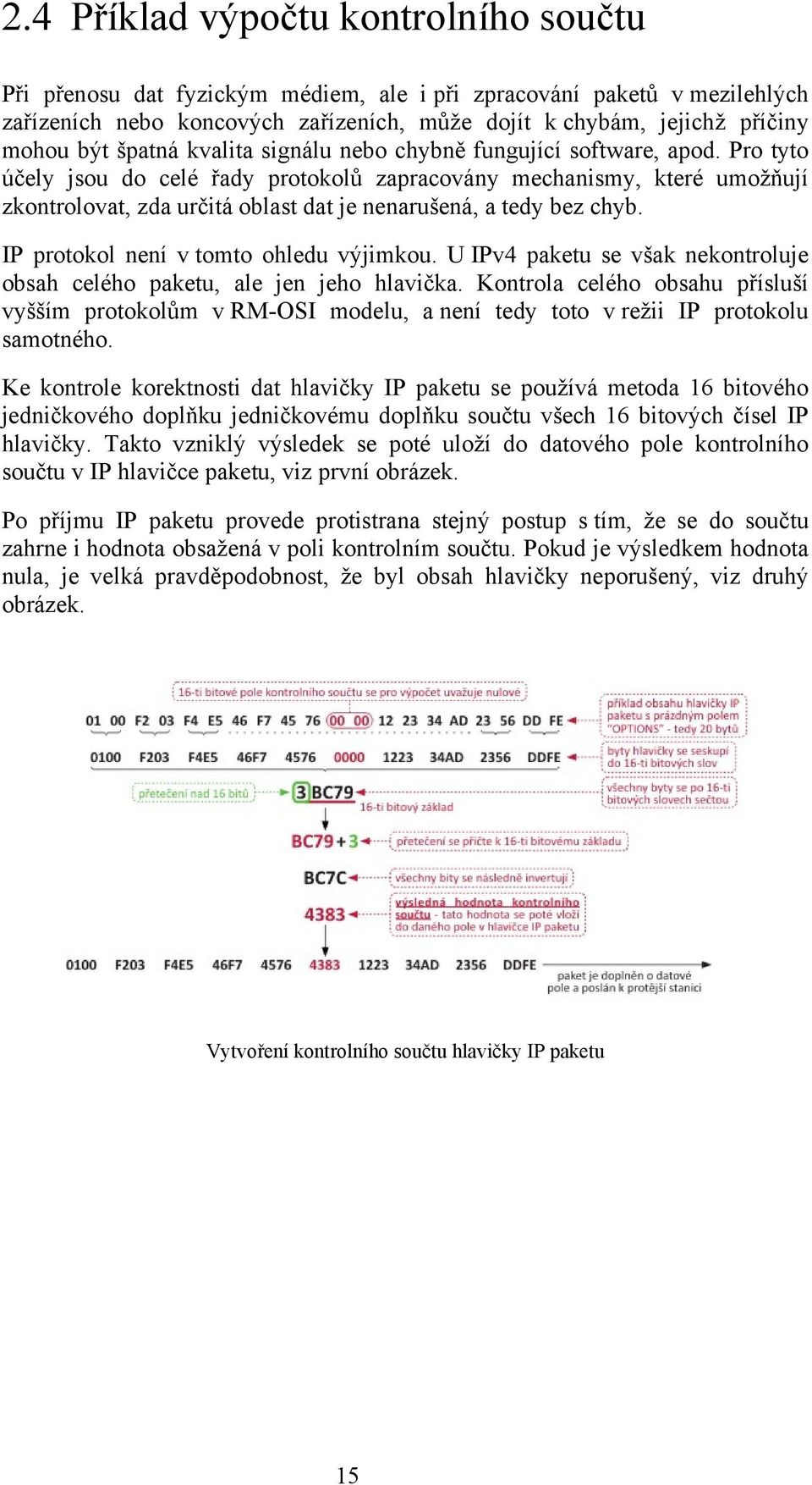 Pro tyto účely jsou do celé řady protokolů zapracovány mechanismy, které umožňují zkontrolovat, zda určitá oblast dat je nenarušená, a tedy bez chyb. IP protokol není v tomto ohledu výjimkou.