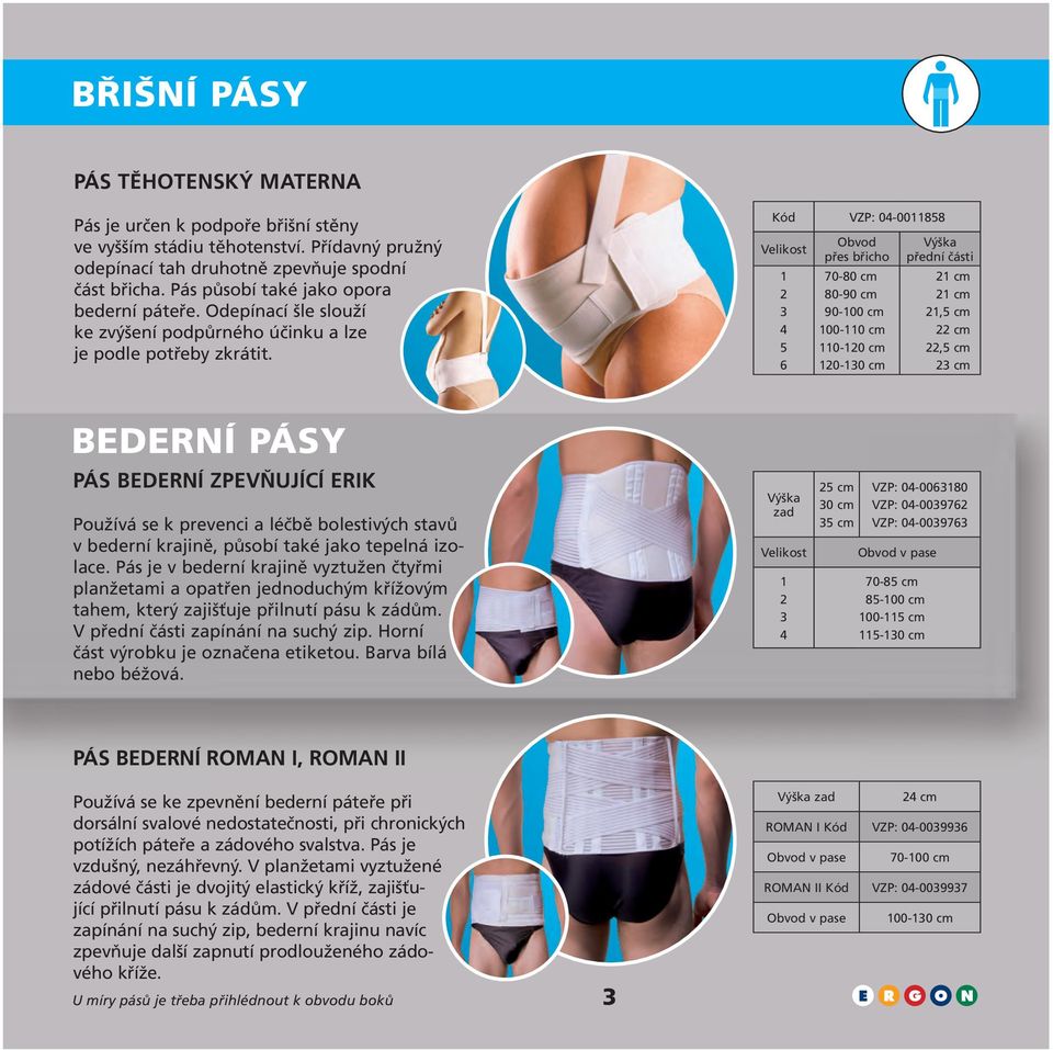 Kód VZP: 0-0088 6 Obvod přes břicho 70-80 cm 80-90 cm 90-00 cm 00-0 cm 0-0 cm 0-0 cm Výška přední části cm cm, cm cm, cm cm BEDERNÍ pásy PÁS BEDERNÍ ZPEVŇUJÍCÍ ERIK Používá se k prevenci a léčbě