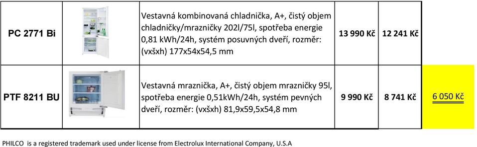 A+, čistý objem mrazničky 95l, spotřeba energie 0,51kWh/24h, systém pevných dveří, rozměr: (vxšxh) 81,9x59,5x54,8 mm