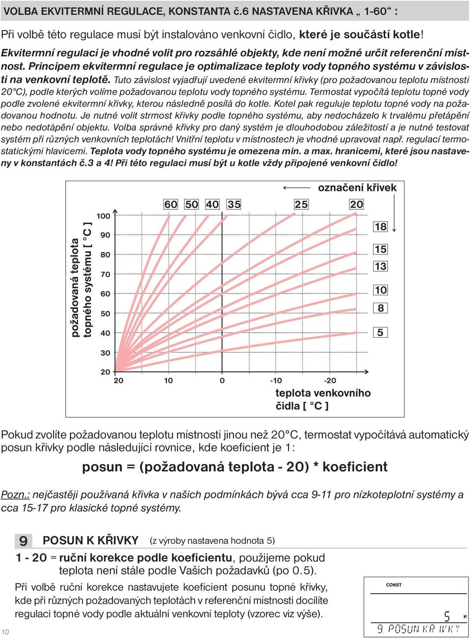 Principem ekvitermní regulace je optimalizace teploty vody topného systému v závislosti na venkovní teplotě.