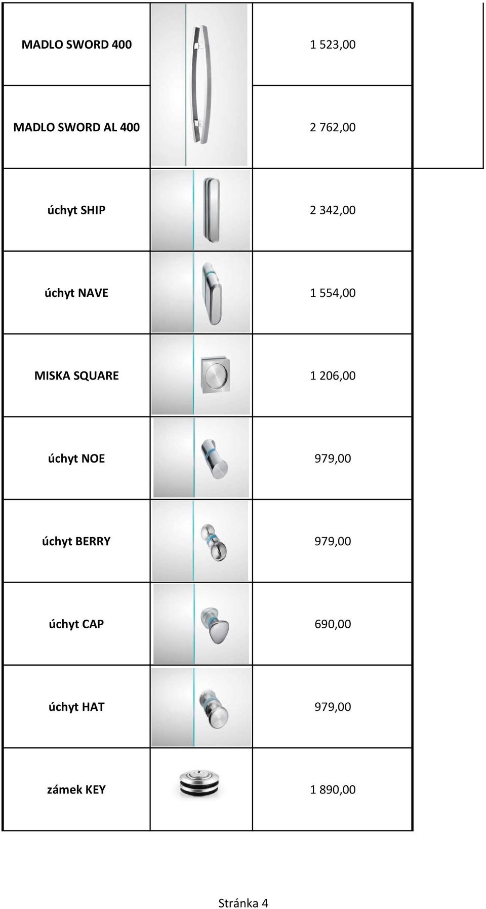 1 206,00 úchyt NOE 979,00 úchyt BERRY 979,00 úchyt