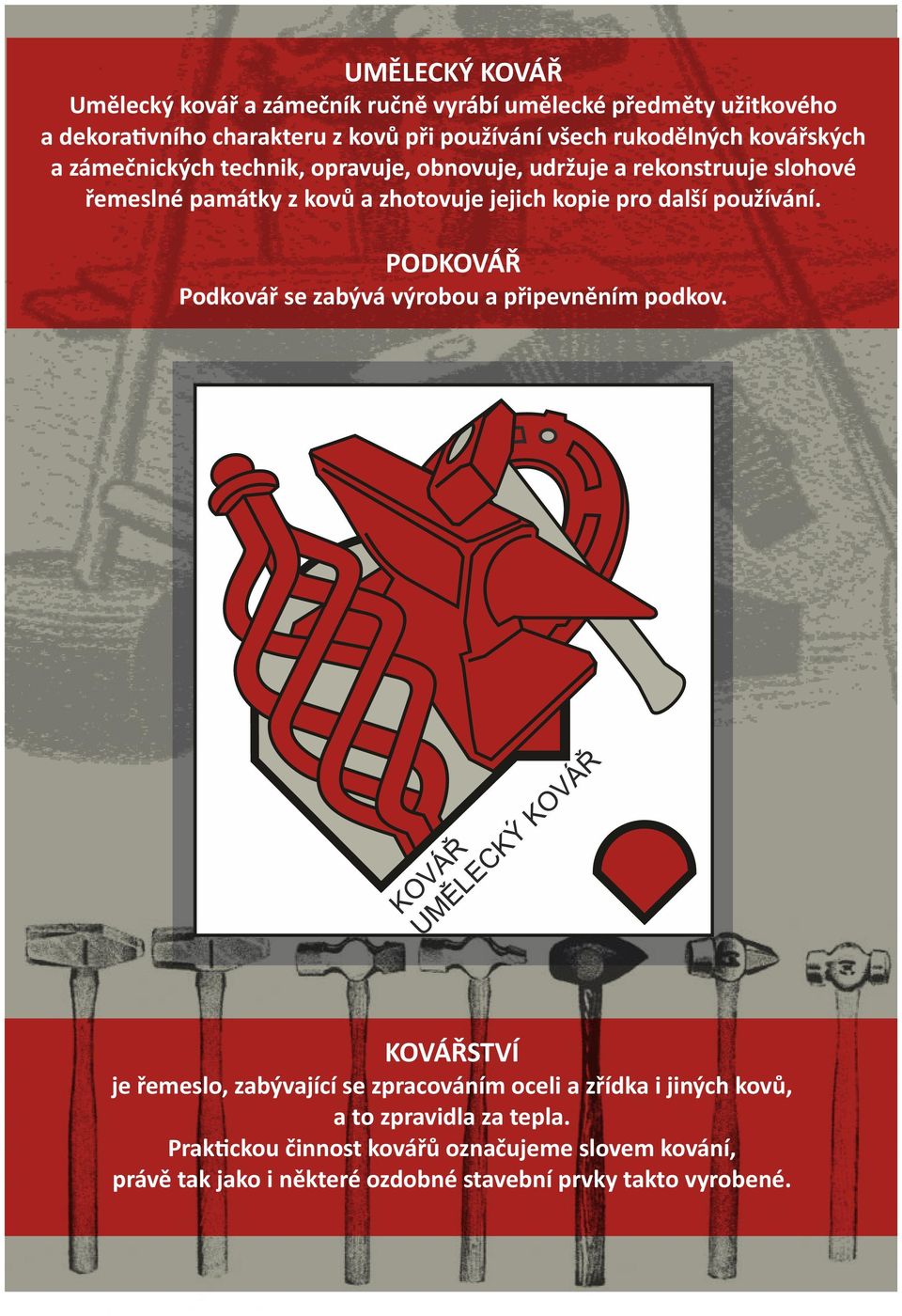 kopie pro další používání. PODKOVÁŘ Podkovář se zabývá výrobou a připevněním podkov.
