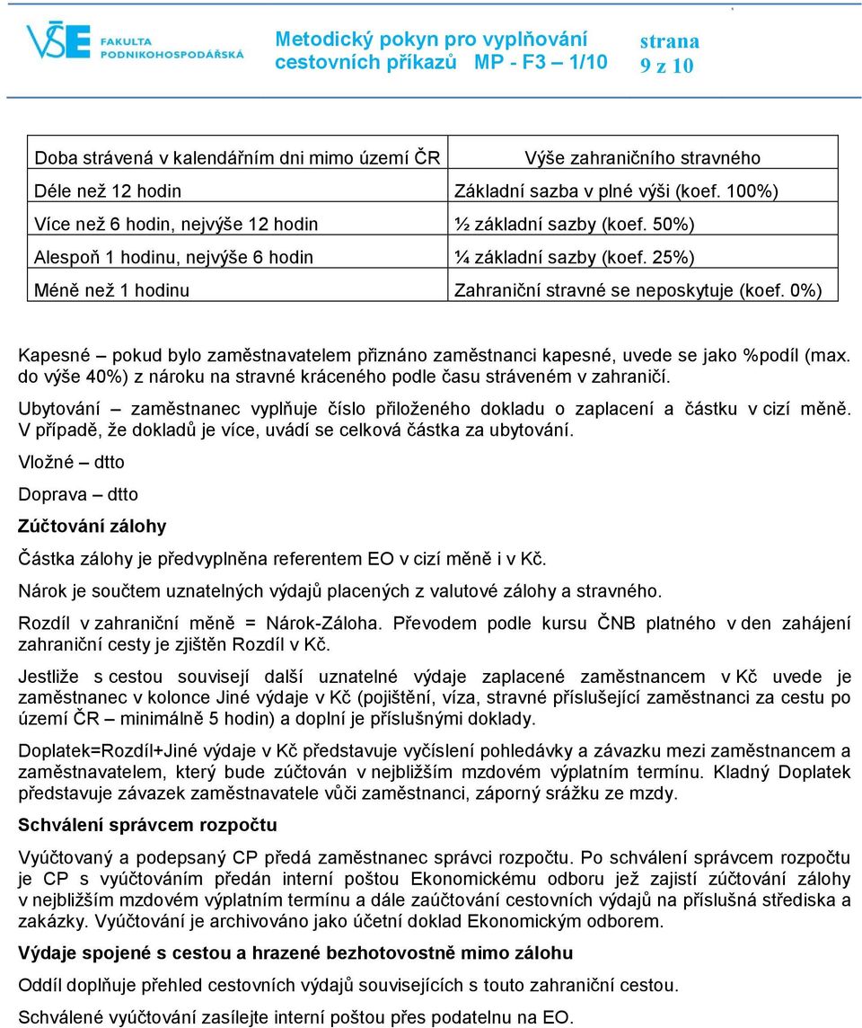 0%) Kapesné pokud bylo zaměstnavatelem přiznáno zaměstnanci kapesné, uvede se jako %podíl (max. do výše 40%) z nároku na stravné kráceného podle času stráveném v zahraničí.