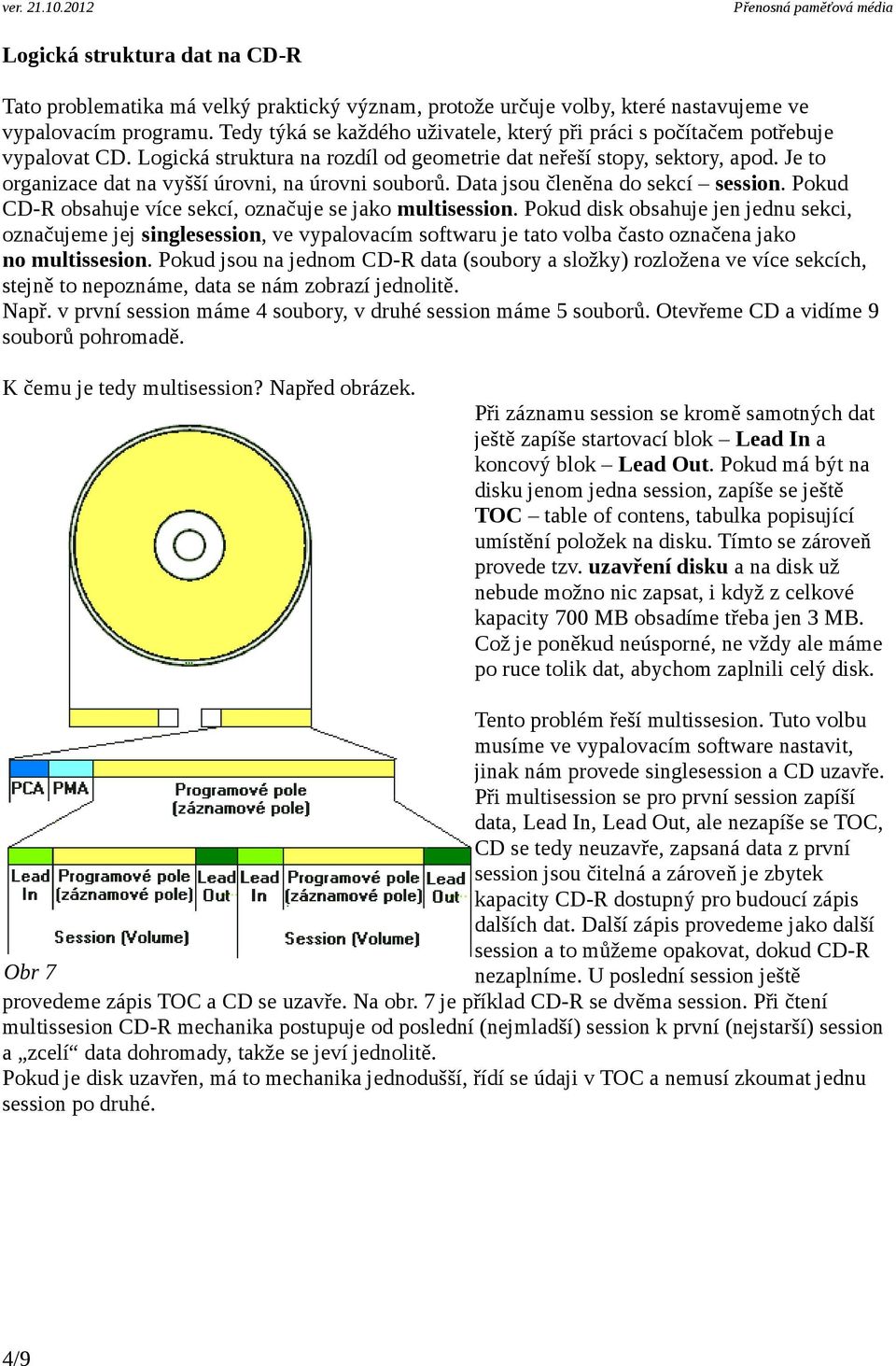 Je to organizace dat na vyšší úrovni, na úrovni souborů. Data jsou členěna do sekcí session. Pokud CD-R obsahuje více sekcí, označuje se jako multisession.