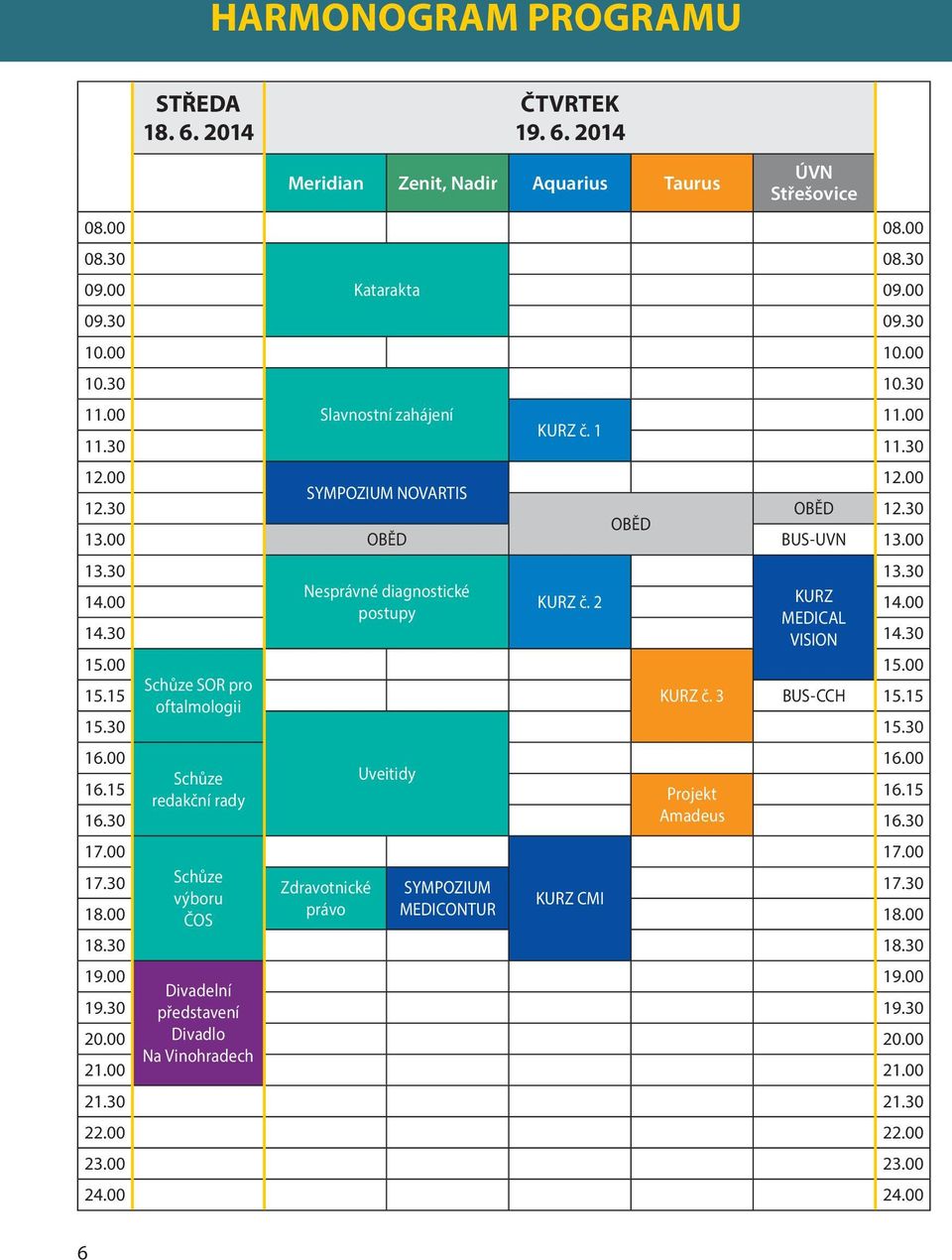 00 postupy MEDICAL 14.30 VISION 14.30 15.00 15.00 15.15 Schůze SOR pro oftalmologii KURZ č. 3 BUS-CCH 15.15 15.30 15.30 16.00 16.00 Schůze Uveitidy 16.15 redakční rady Projekt 16.15 16.30 Amadeus 16.