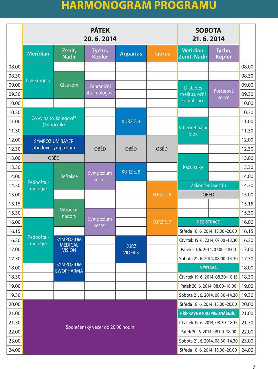 ročník) Vitreoretinální 11.30 11.30 blok 12.00 SYMPOZIUM BAYER 12.00 12.30 obědové sympozium OBĚD OBĚD OBĚD 12.30 13.00 OBĚD 13.30 Kazuistiky 13.30 Sympozium KURZ č. 5 14.00 Refrakce 14.