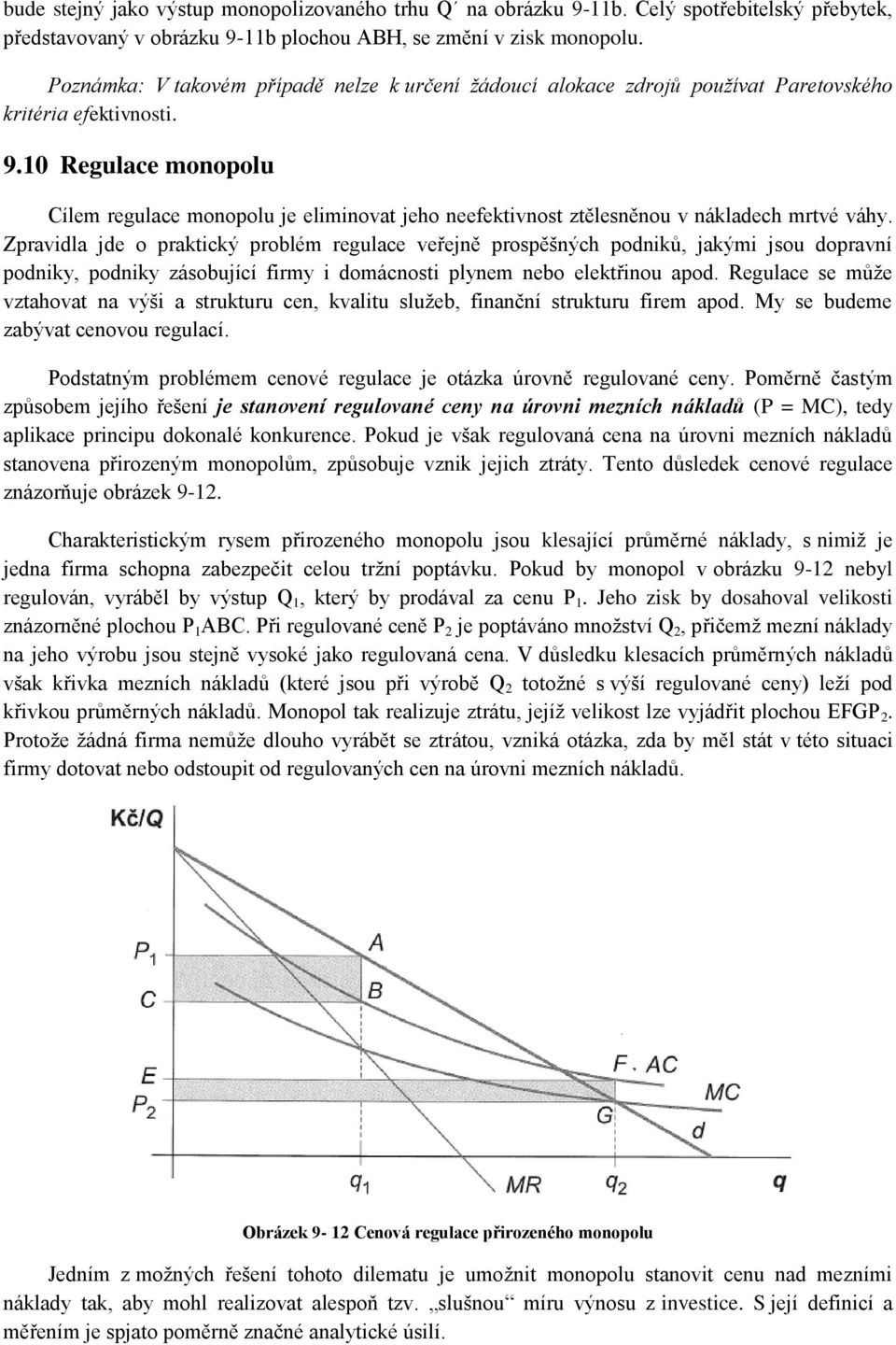 10 Regulace monopolu Cílem regulace monopolu je eliminovat jeho neefektivnost ztělesněnou v nákladech mrtvé váhy.