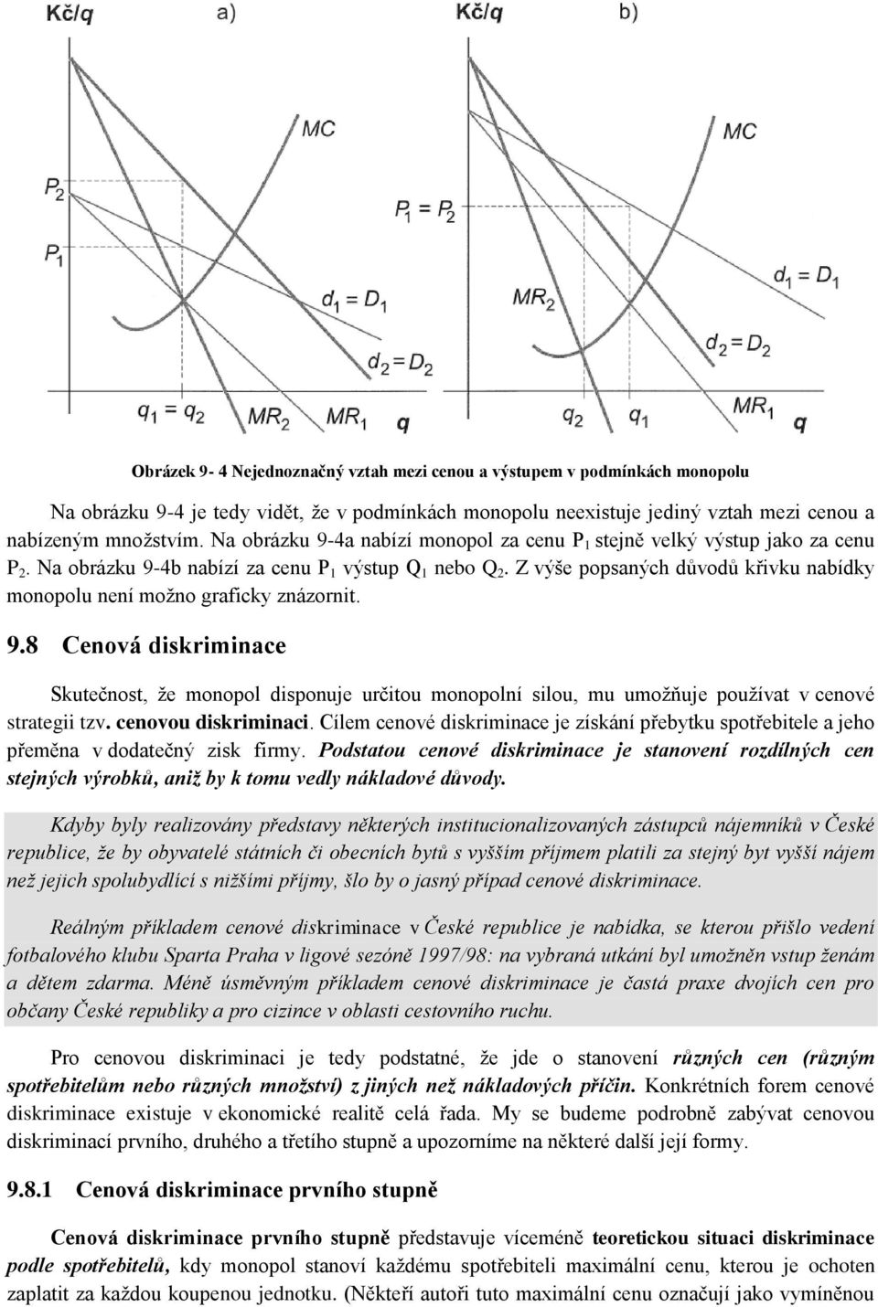 Z výše popsaných důvodů křivku nabídky monopolu není možno graficky znázornit. 9.