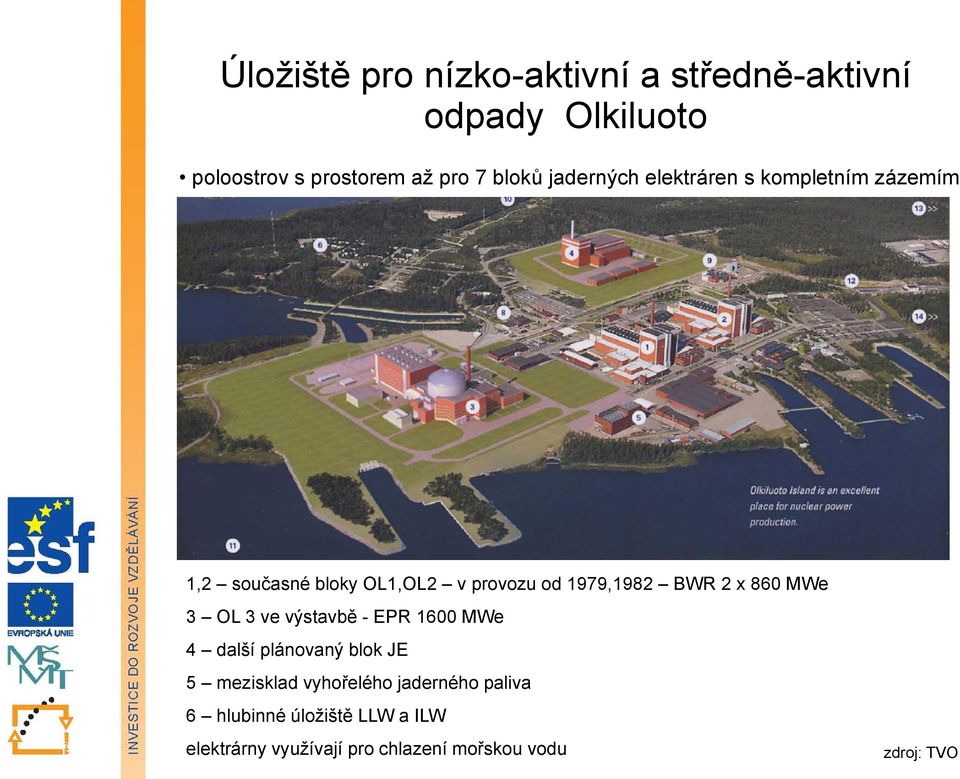 BWR 2 x 860 MWe 3 OL 3 ve výstavbě - EPR 1600 MWe 4 další plánovaný blok JE 5 mezisklad vyhořelého