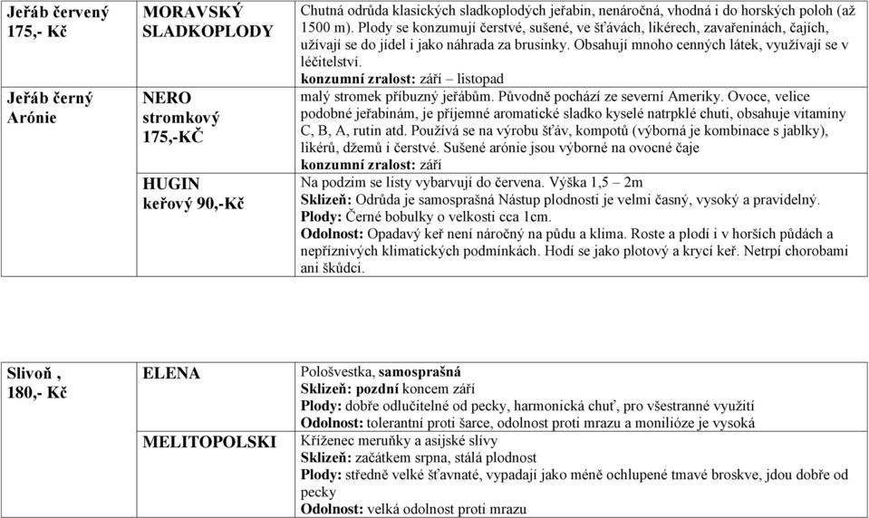 konzumní zralost: září listopad malý stromek příbuzný jeřábům. Původně pochází ze severní Ameriky.