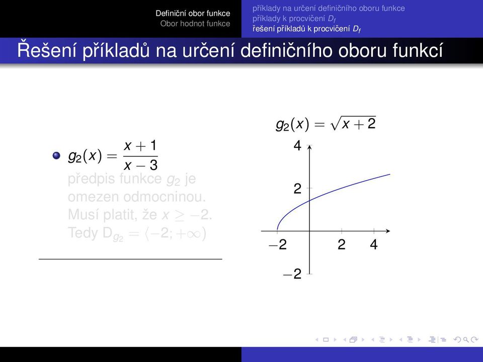 funkce g je omezen odmocninou.