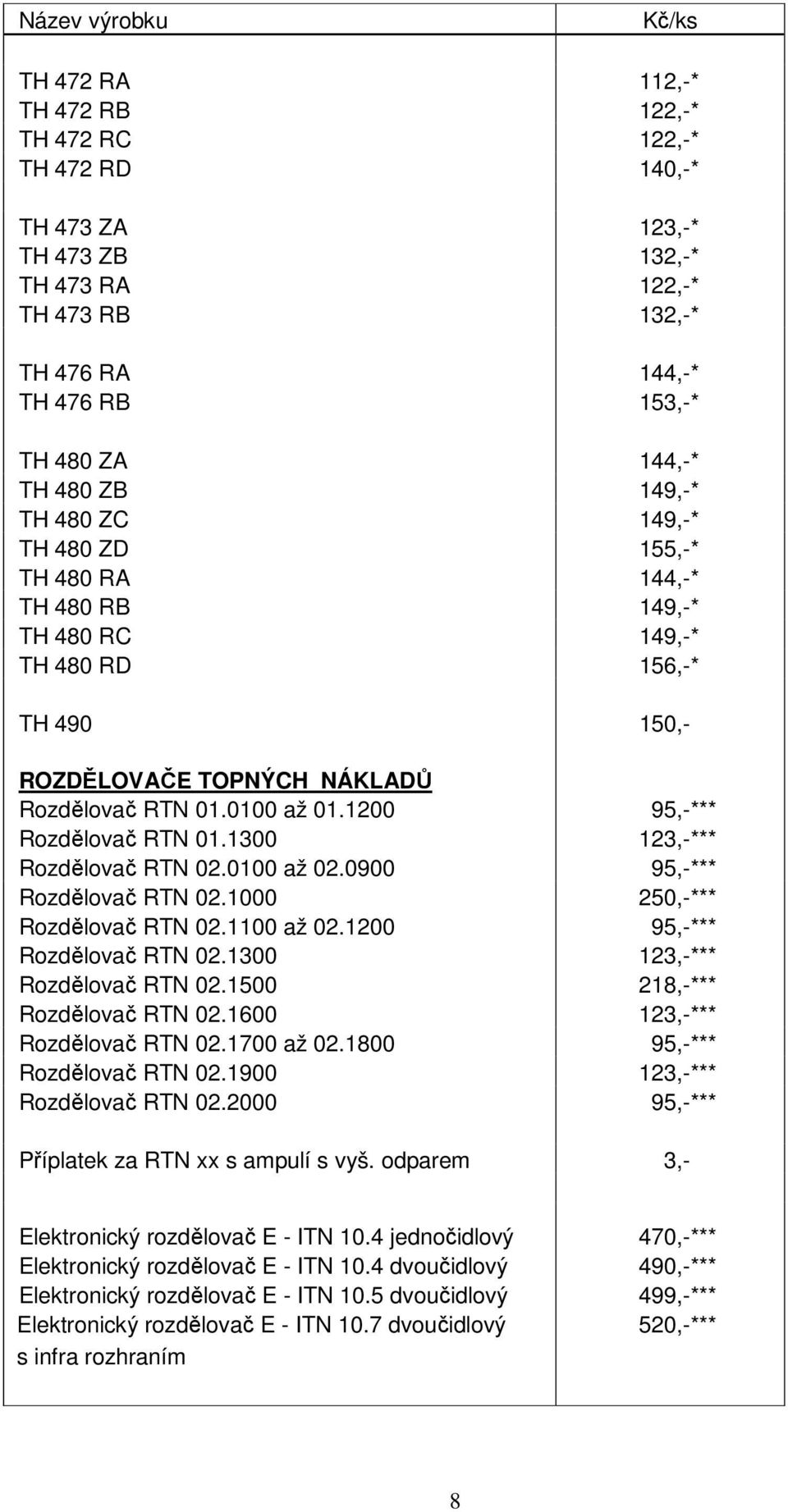 1200 95,-*** Rozdělovač RTN 01.1300 123,-*** Rozdělovač RTN 02.0100 až 02.0900 95,-*** Rozdělovač RTN 02.1000 250,-*** Rozdělovač RTN 02.1100 až 02.1200 95,-*** Rozdělovač RTN 02.