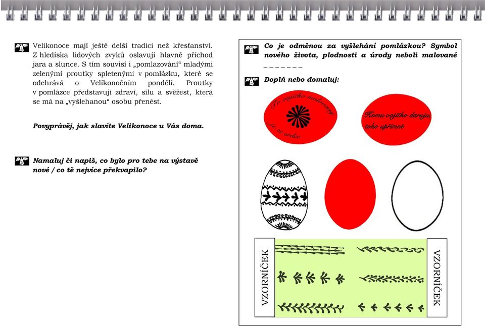Proutky v pomlázce představují zdraví, sílu a svěžest, která se má na vyšlehanou osobu přenést. Povyprávěj, jak slavíte Velikonoce u Vás doma.