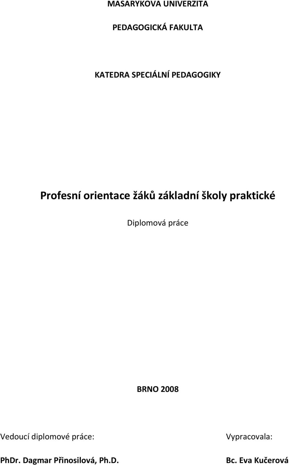 školy praktické Diplomová práce BRNO 2008 Vedoucí