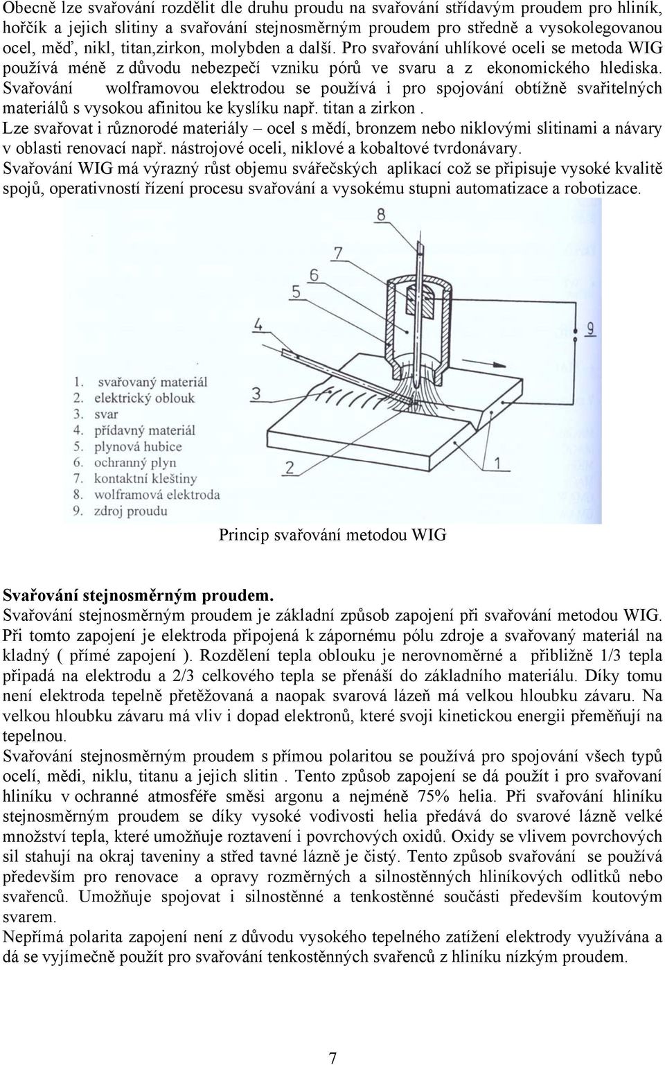 Svařování wolframovou elektrodou se používá i pro spojování obtížně svařitelných materiálů s vysokou afinitou ke kyslíku např. titan a zirkon.