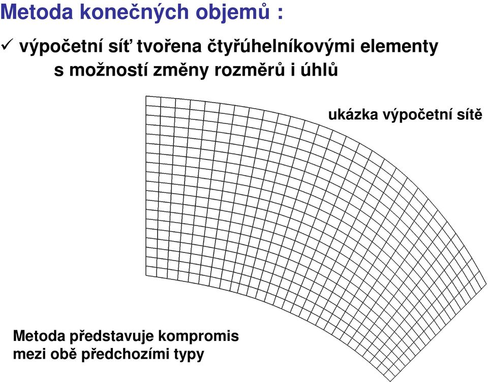 změny rozměrů i úhlů ukázka výpočetní sítě