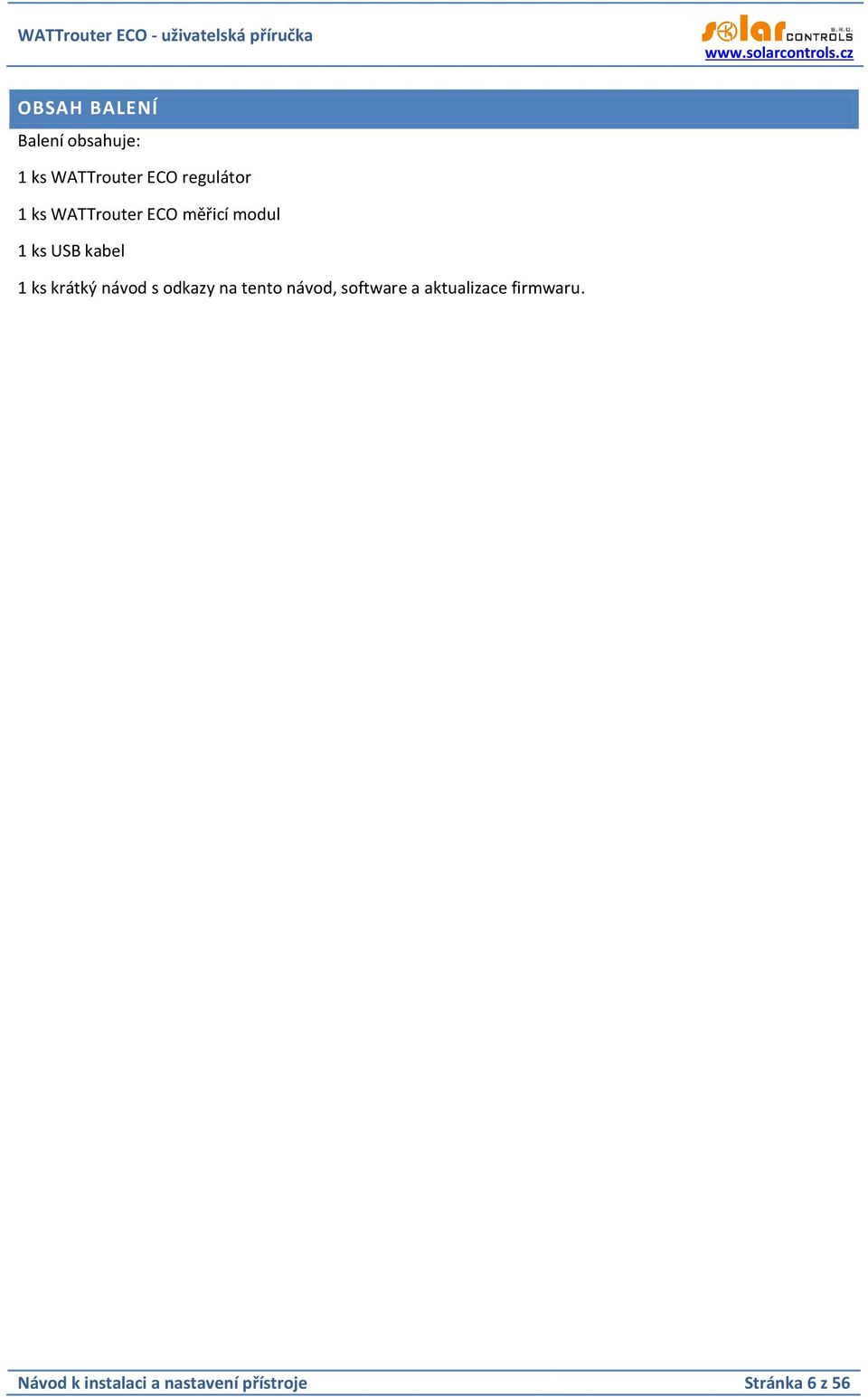 návod s odkazy na tento návod, software a aktualizace