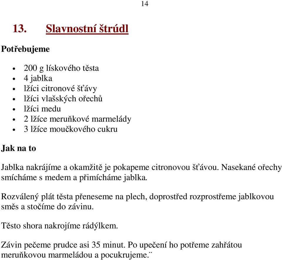 marmelády 3 lžíce moučkového cukru Jablka nakrájíme a okamžitě je pokapeme citronovou šťávou.