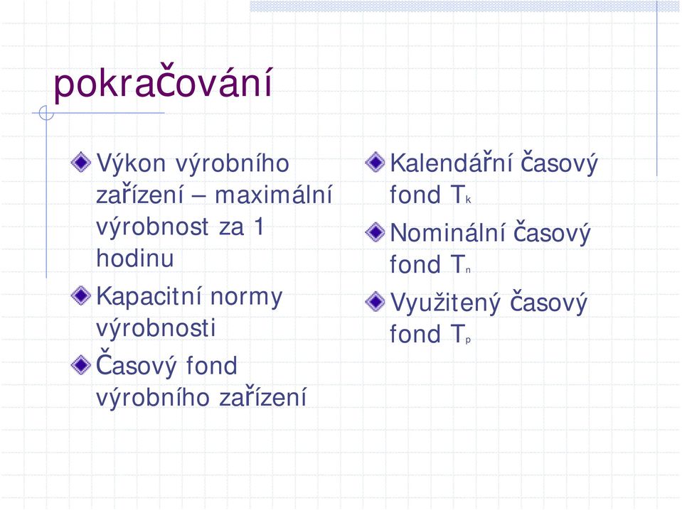 Časový fond výrobního zařízení Kalendářní časový