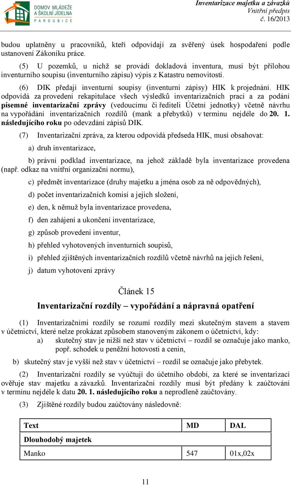 (6) DIK předají inventurní soupisy (inventurní zápisy) HIK k projednání.