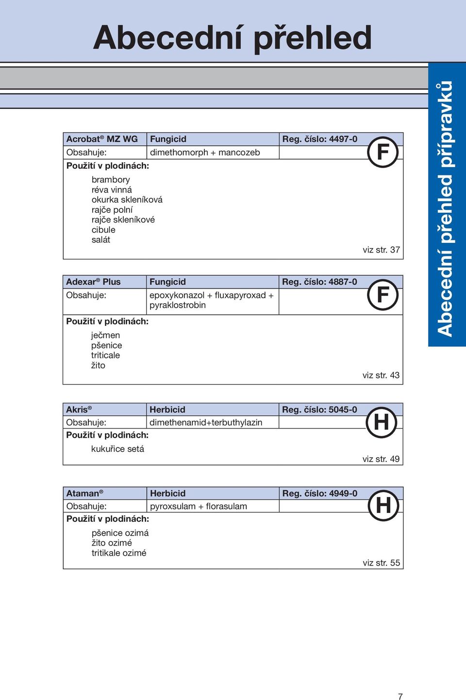 Reg. číslo: 4887-0 Obsahuje: epoxykonazol + fluxapyroxad + pyraklostrobin Použití v plodinách: ječmen pšenice triticale žito F viz str. 37 F viz str.