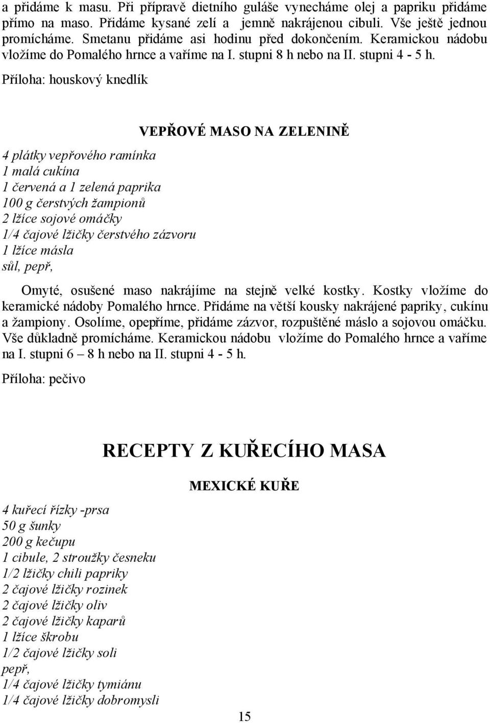 Příloha: houskový knedlík 4 plátky vepřového ramínka 1 malá cukína 1 červená a 1 zelená paprika 100 g čerstvých žampionů 2 lžíce sojové omáčky 1/4 čajové lžičky čerstvého zázvoru 1 lžíce másla sůl,