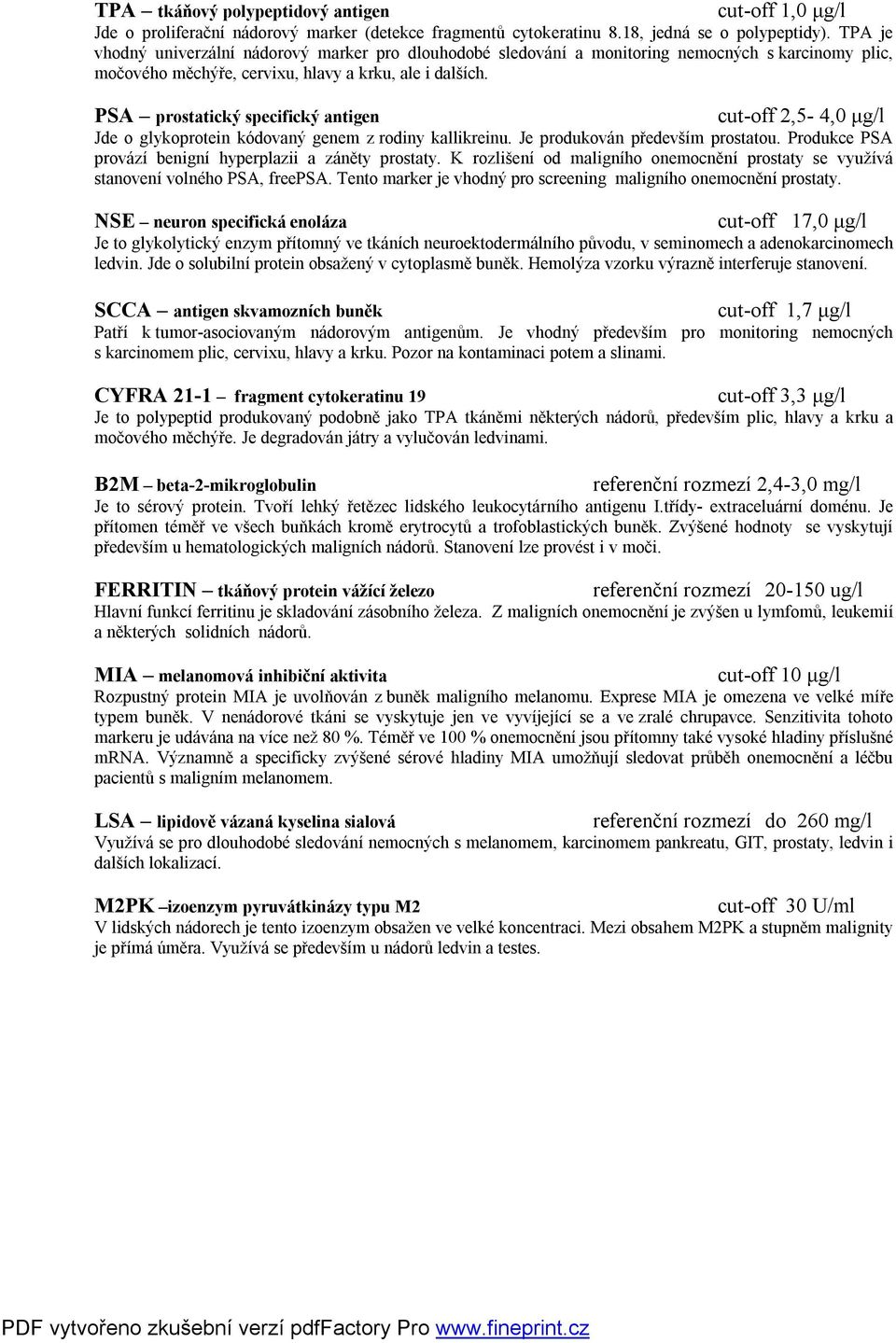 metodologie vzrušení Trvalý nse tumorový marker ofset Velký Strakatý