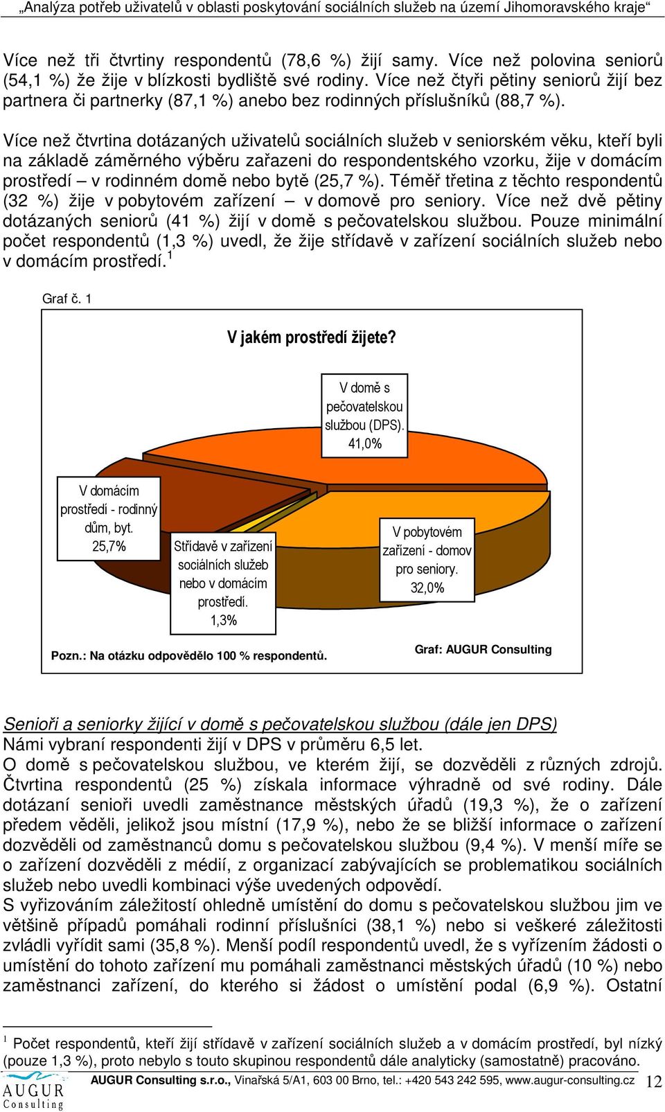 Více než čtvrtina dotázaných uživatelů sociálních služeb v seniorském věku, kteří byli na základě záměrného výběru zařazeni do respondentského vzorku, žije v domácím prostředí v rodinném domě nebo