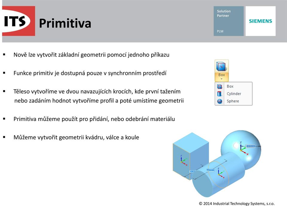 první tažením nebo zadáním hodnot vytvoříme profil a poté umístíme geometrii Primitiva