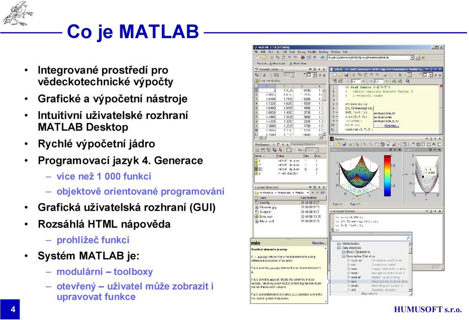 Generace více než 1 000 funkcí objektově orientované programování Grafická uživatelská rozhraní (GUI)