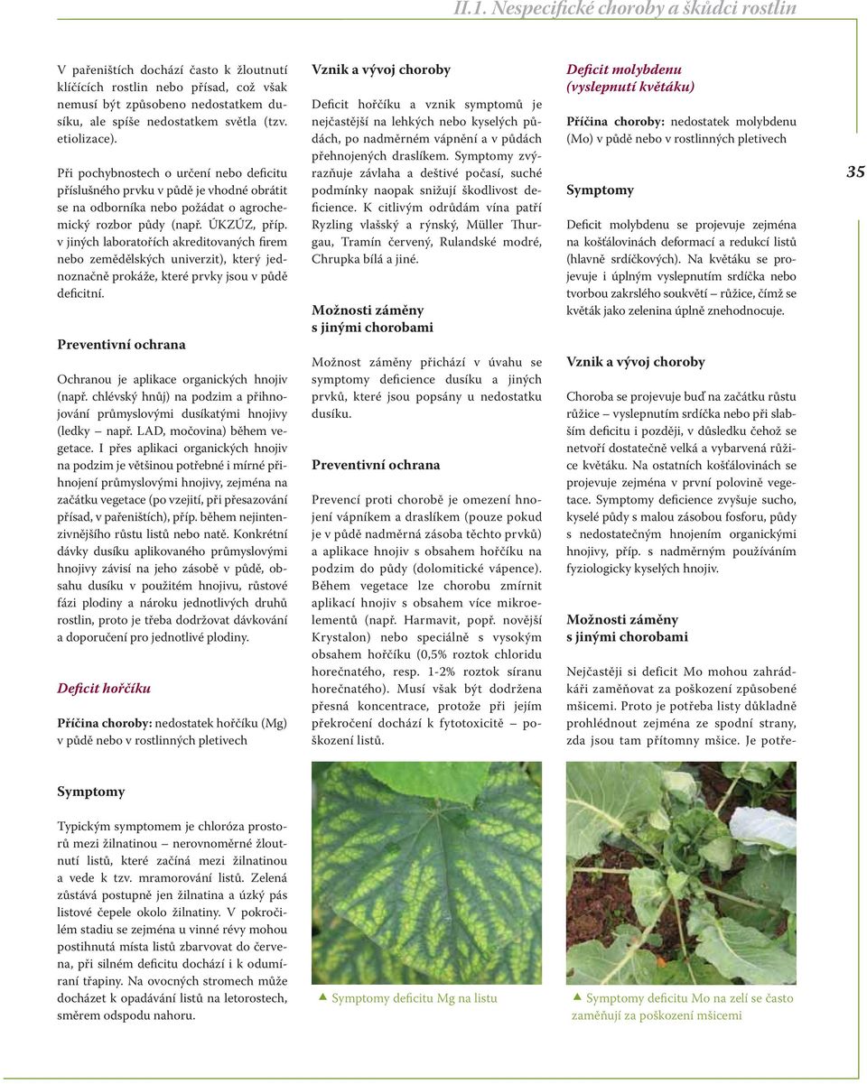 v jiných laboratořích akreditovaných firem nebo zemědělských univerzit), který jednoznačně prokáže, které prvky jsou v půdě deficitní. Ochranou je aplikace organických hnojiv (např.