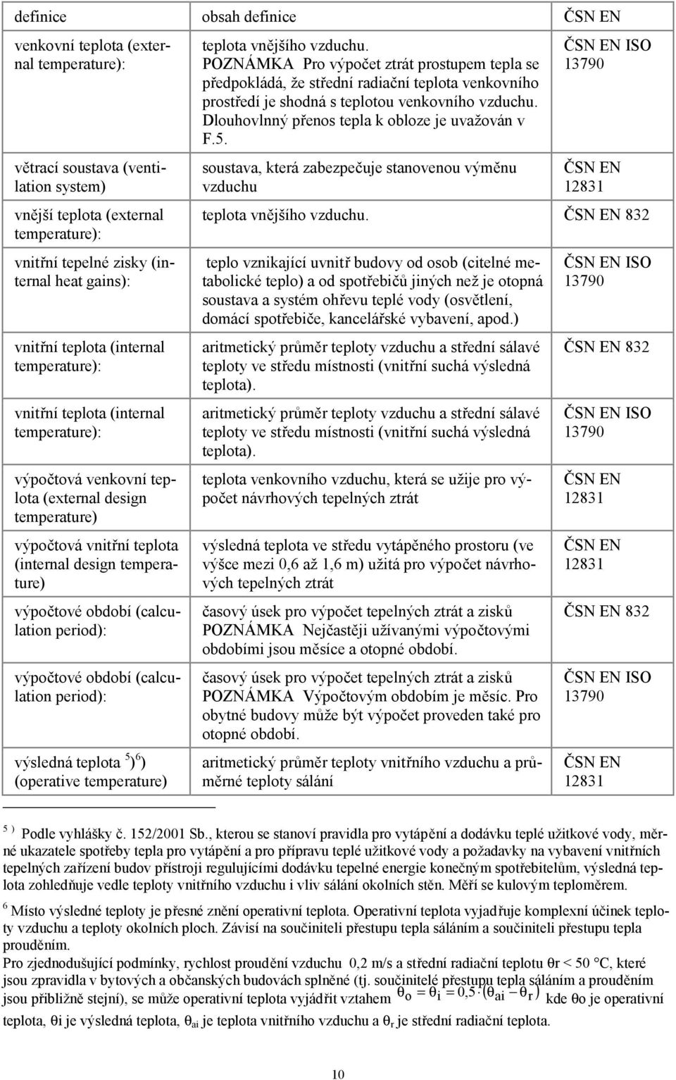 výpočtové období (calculation period): výpočtové období (calculation period): výsledná teplota 5 ) 6 ) (operative temperature) teplota vnějšího vzduchu.